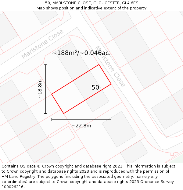 50, MARLSTONE CLOSE, GLOUCESTER, GL4 6ES: Plot and title map