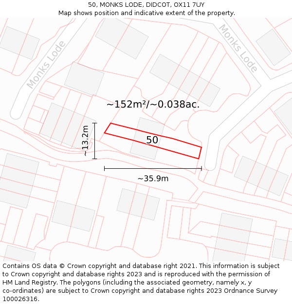 50, MONKS LODE, DIDCOT, OX11 7UY: Plot and title map