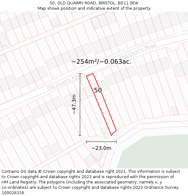 50, OLD QUARRY ROAD, BRISTOL, BS11 0EW: Plot and title map