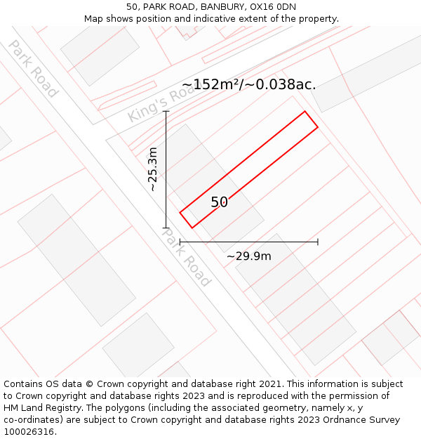 50, PARK ROAD, BANBURY, OX16 0DN: Plot and title map