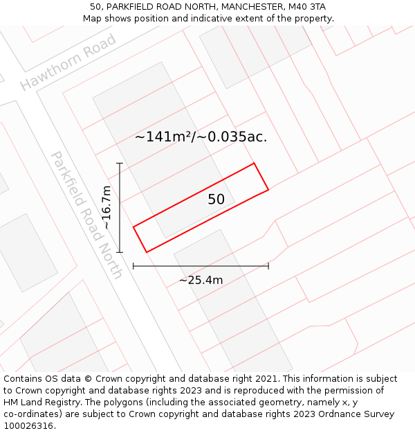 50, PARKFIELD ROAD NORTH, MANCHESTER, M40 3TA: Plot and title map
