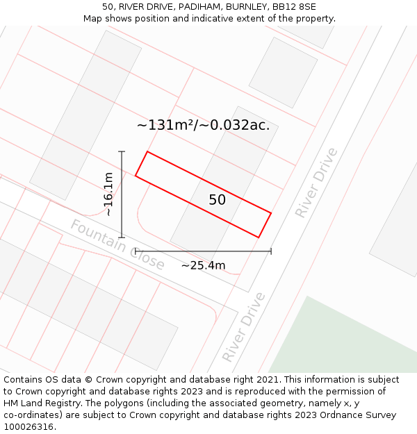 50, RIVER DRIVE, PADIHAM, BURNLEY, BB12 8SE: Plot and title map