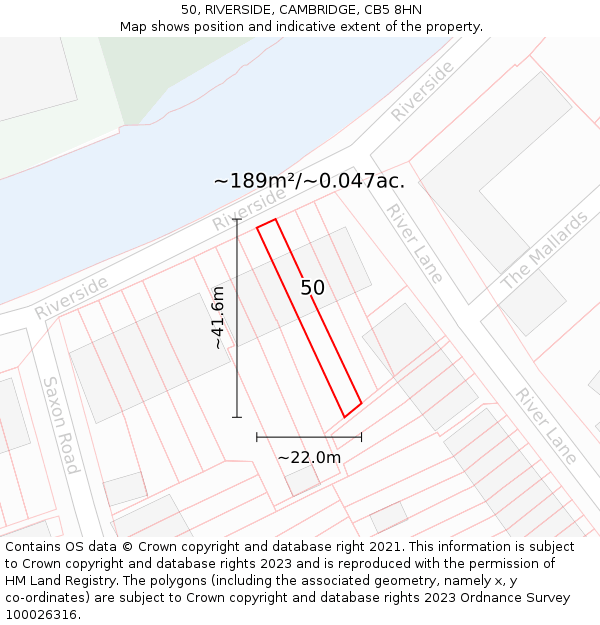 50, RIVERSIDE, CAMBRIDGE, CB5 8HN: Plot and title map