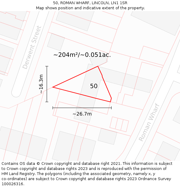 50, ROMAN WHARF, LINCOLN, LN1 1SR: Plot and title map