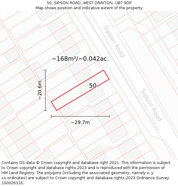 50, SIPSON ROAD, WEST DRAYTON, UB7 9DP: Plot and title map
