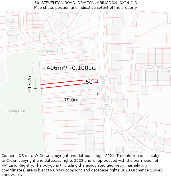 50, STEVENTON ROAD, DRAYTON, ABINGDON, OX14 4LD: Plot and title map
