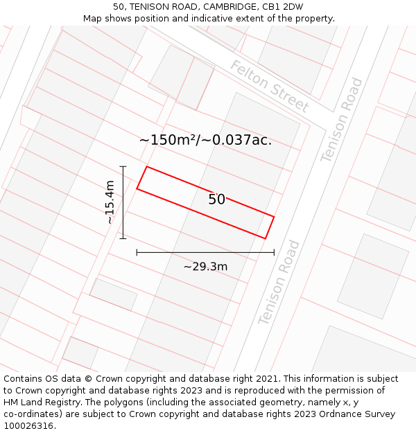 50, TENISON ROAD, CAMBRIDGE, CB1 2DW: Plot and title map