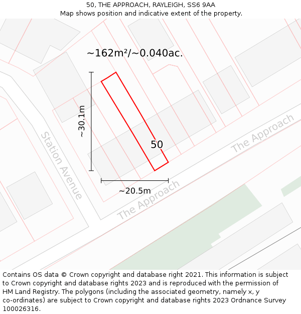 50, THE APPROACH, RAYLEIGH, SS6 9AA: Plot and title map