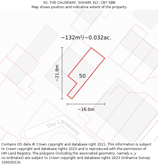 50, THE CAUSEWAY, SOHAM, ELY, CB7 5BB: Plot and title map