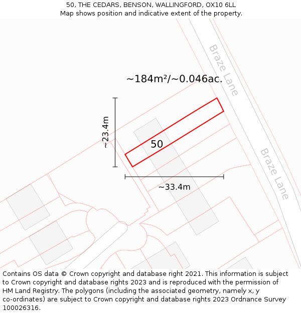 50, THE CEDARS, BENSON, WALLINGFORD, OX10 6LL: Plot and title map