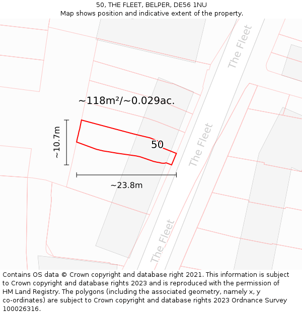 50, THE FLEET, BELPER, DE56 1NU: Plot and title map