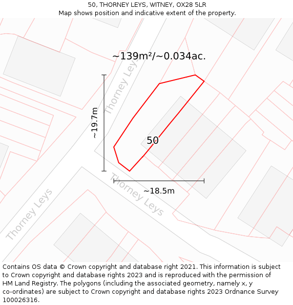 50, THORNEY LEYS, WITNEY, OX28 5LR: Plot and title map