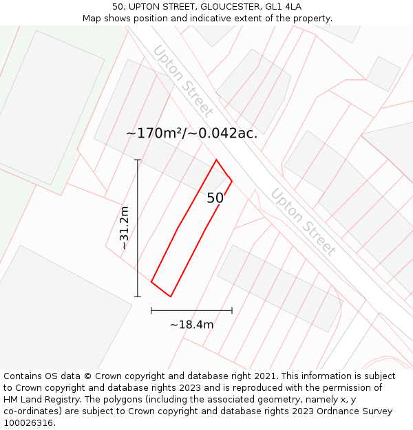 50, UPTON STREET, GLOUCESTER, GL1 4LA: Plot and title map