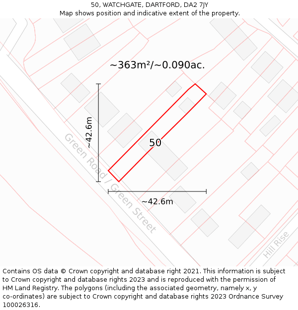 50, WATCHGATE, DARTFORD, DA2 7JY: Plot and title map