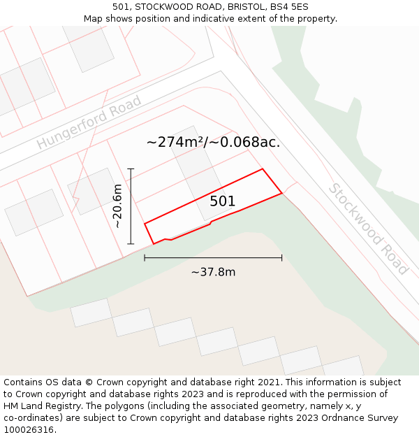501, STOCKWOOD ROAD, BRISTOL, BS4 5ES: Plot and title map