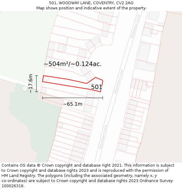 501, WOODWAY LANE, COVENTRY, CV2 2AG: Plot and title map