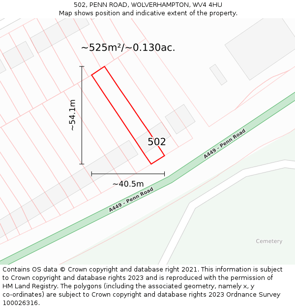 502, PENN ROAD, WOLVERHAMPTON, WV4 4HU: Plot and title map