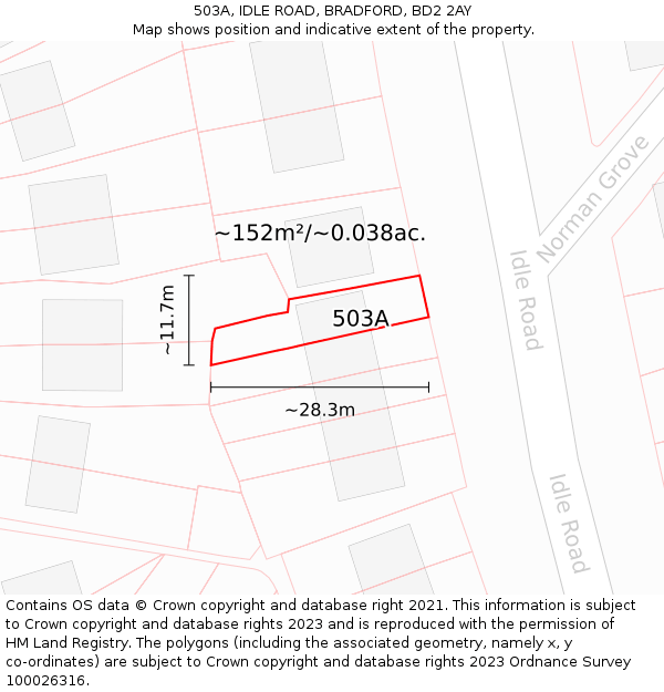 503A, IDLE ROAD, BRADFORD, BD2 2AY: Plot and title map