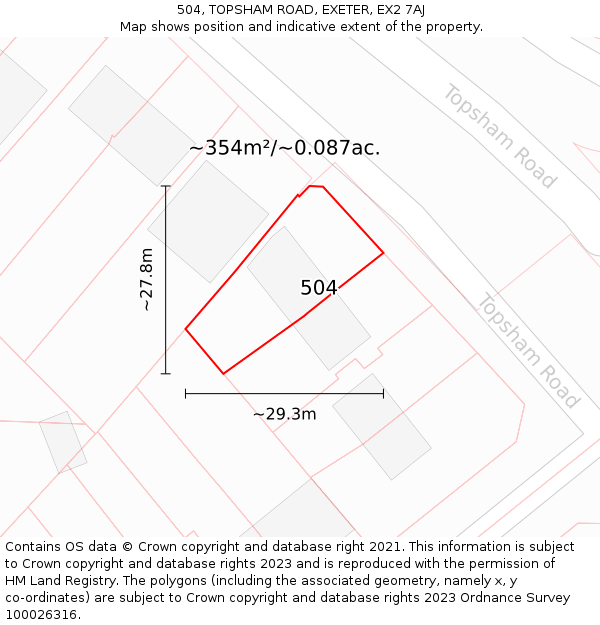 504, TOPSHAM ROAD, EXETER, EX2 7AJ: Plot and title map