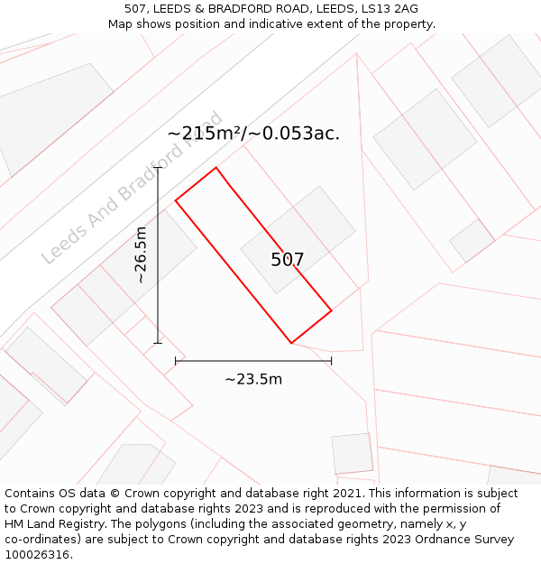507, LEEDS & BRADFORD ROAD, LEEDS, LS13 2AG: Plot and title map