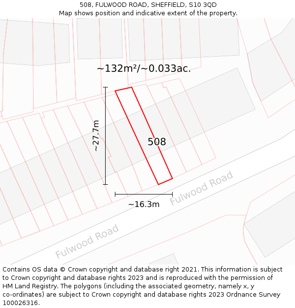 508, FULWOOD ROAD, SHEFFIELD, S10 3QD: Plot and title map