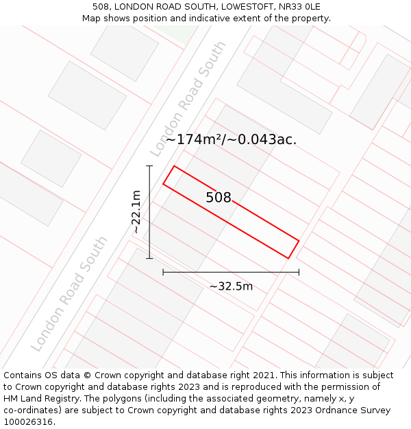 508, LONDON ROAD SOUTH, LOWESTOFT, NR33 0LE: Plot and title map