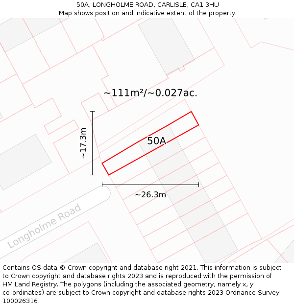 50A, LONGHOLME ROAD, CARLISLE, CA1 3HU: Plot and title map