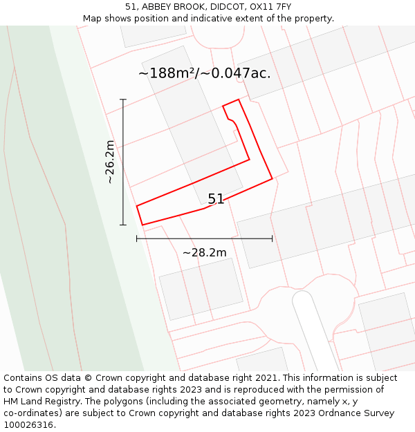 51, ABBEY BROOK, DIDCOT, OX11 7FY: Plot and title map