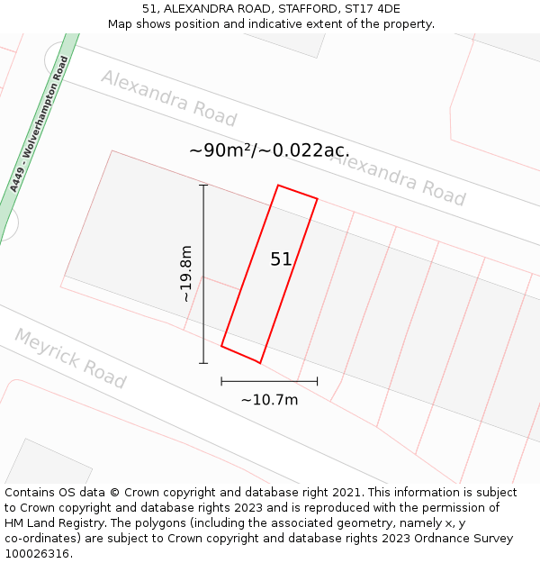 51, ALEXANDRA ROAD, STAFFORD, ST17 4DE: Plot and title map