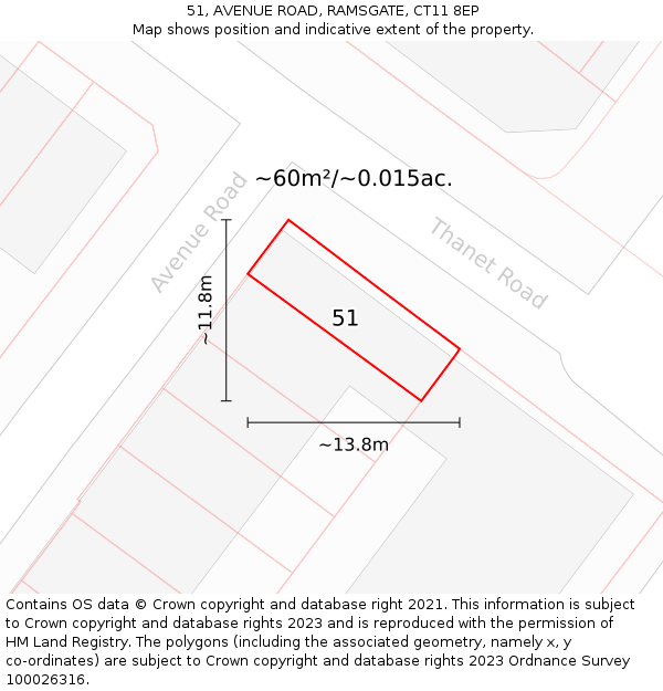 51, AVENUE ROAD, RAMSGATE, CT11 8EP: Plot and title map