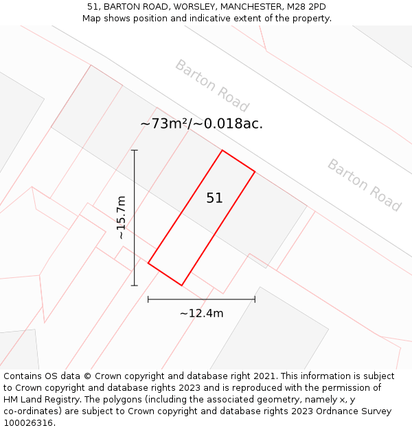 51, BARTON ROAD, WORSLEY, MANCHESTER, M28 2PD: Plot and title map