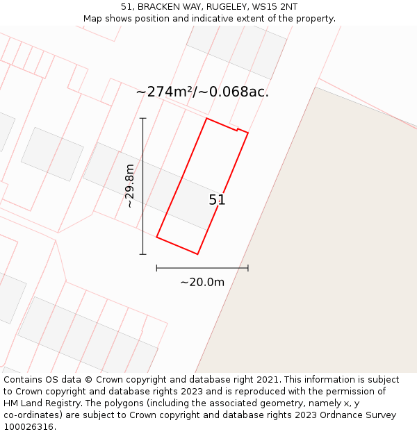 51, BRACKEN WAY, RUGELEY, WS15 2NT: Plot and title map