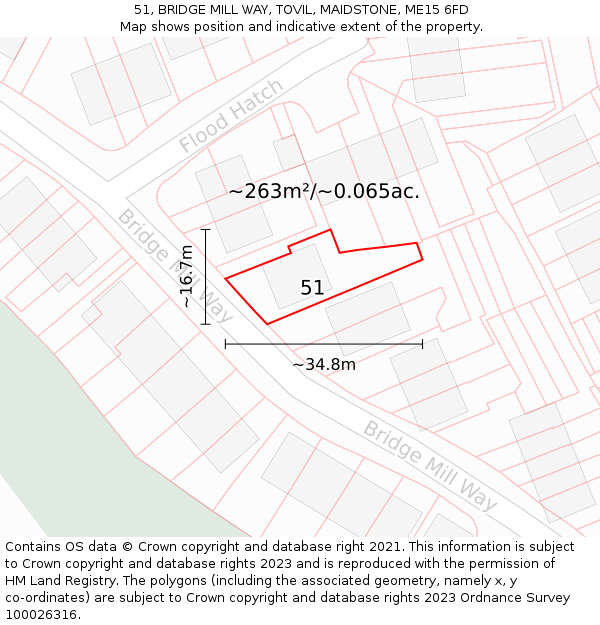 51, BRIDGE MILL WAY, TOVIL, MAIDSTONE, ME15 6FD: Plot and title map