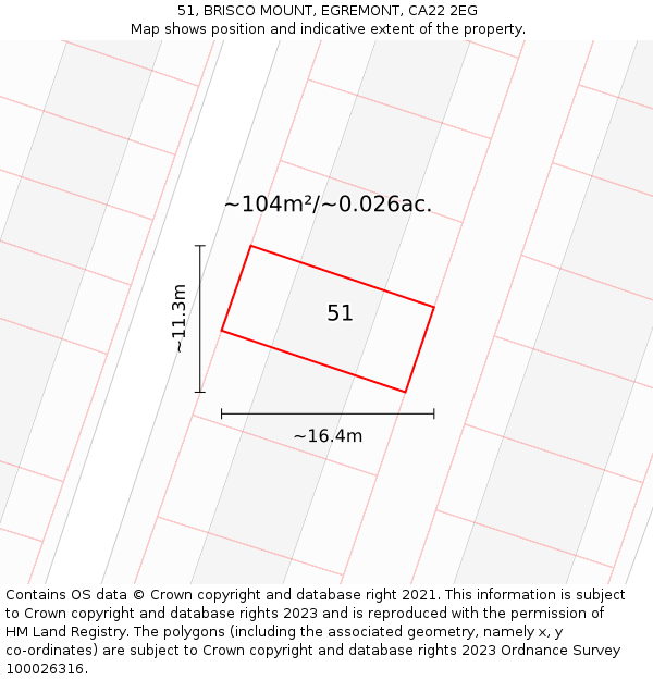 51, BRISCO MOUNT, EGREMONT, CA22 2EG: Plot and title map