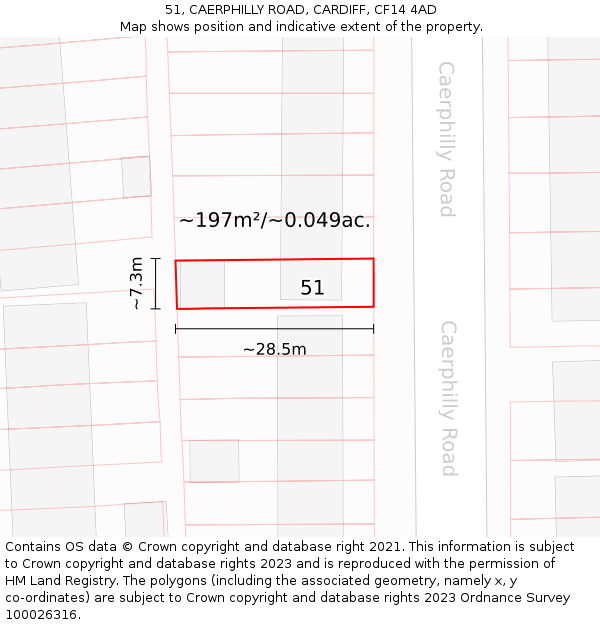 51, CAERPHILLY ROAD, CARDIFF, CF14 4AD: Plot and title map