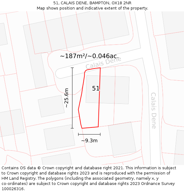 51, CALAIS DENE, BAMPTON, OX18 2NR: Plot and title map