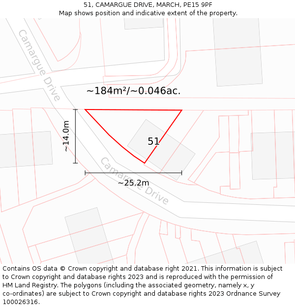 51, CAMARGUE DRIVE, MARCH, PE15 9PF: Plot and title map