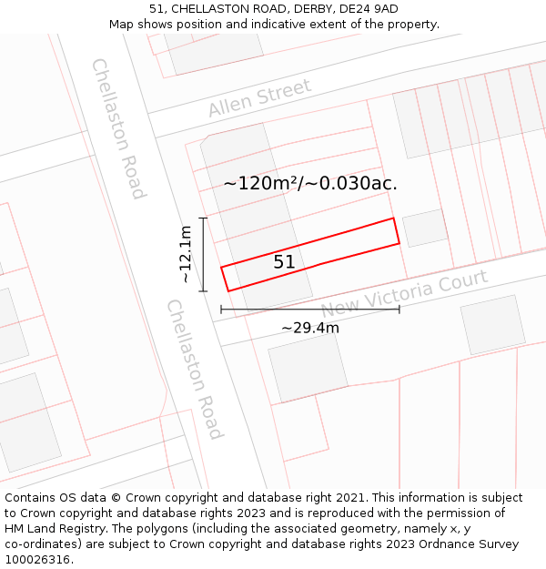 51, CHELLASTON ROAD, DERBY, DE24 9AD: Plot and title map