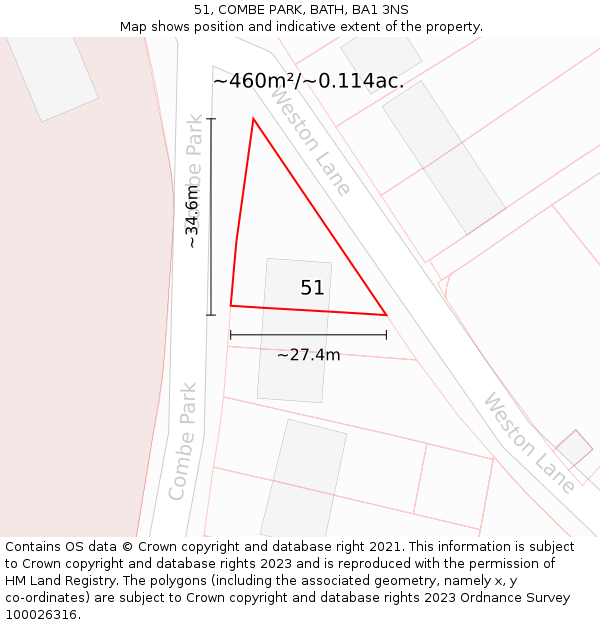 51, COMBE PARK, BATH, BA1 3NS: Plot and title map