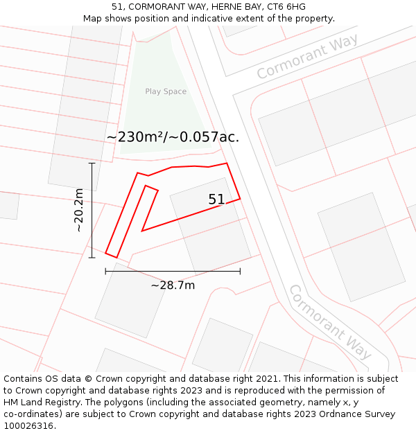 51, CORMORANT WAY, HERNE BAY, CT6 6HG: Plot and title map