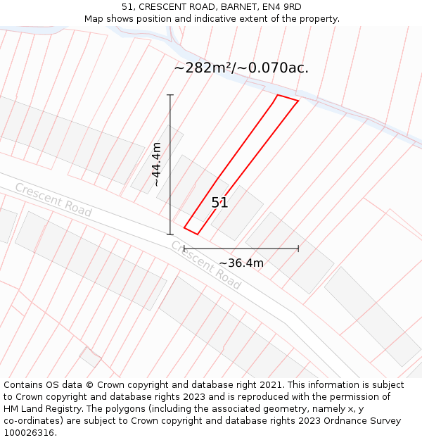 51, CRESCENT ROAD, BARNET, EN4 9RD: Plot and title map