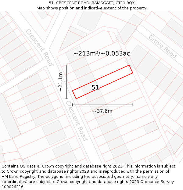 51, CRESCENT ROAD, RAMSGATE, CT11 9QX: Plot and title map