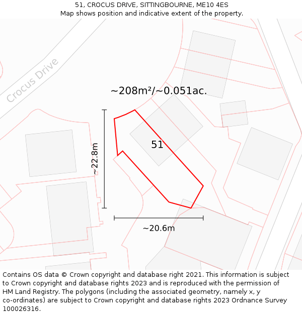 51, CROCUS DRIVE, SITTINGBOURNE, ME10 4ES: Plot and title map