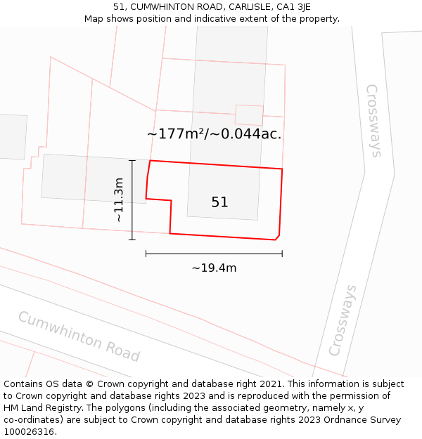 51, CUMWHINTON ROAD, CARLISLE, CA1 3JE: Plot and title map