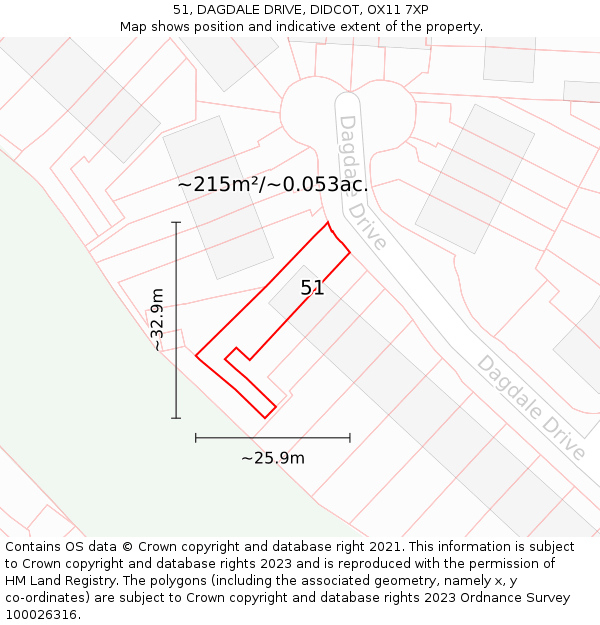 51, DAGDALE DRIVE, DIDCOT, OX11 7XP: Plot and title map