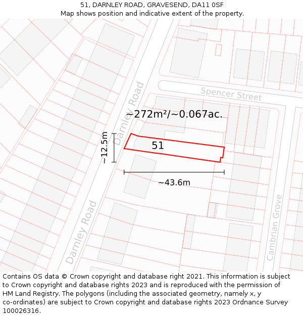 51, DARNLEY ROAD, GRAVESEND, DA11 0SF: Plot and title map