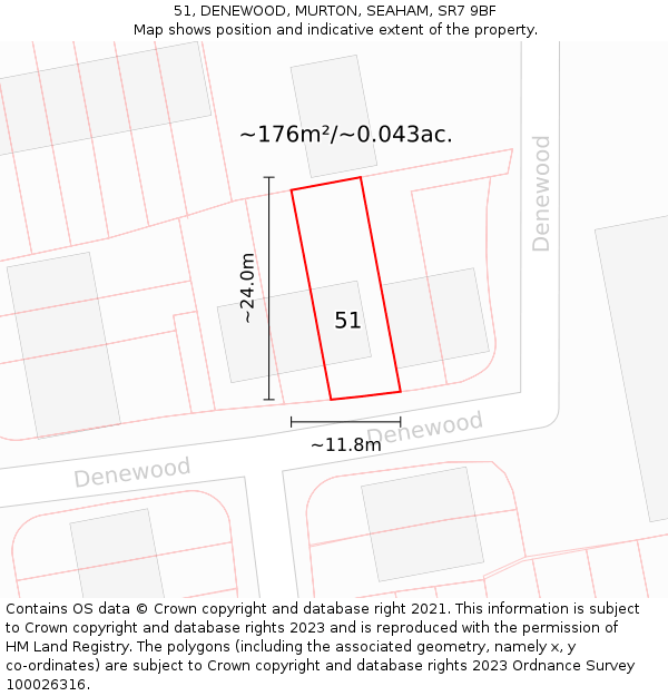 51, DENEWOOD, MURTON, SEAHAM, SR7 9BF: Plot and title map