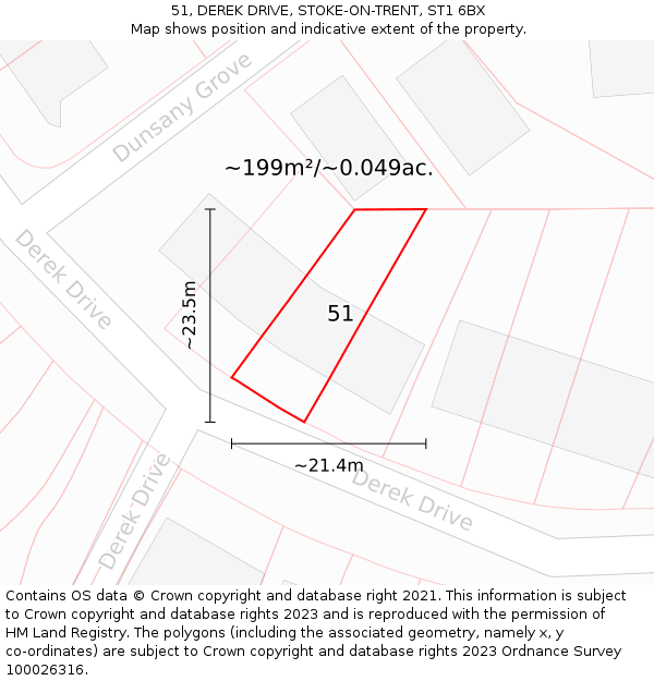 51, DEREK DRIVE, STOKE-ON-TRENT, ST1 6BX: Plot and title map