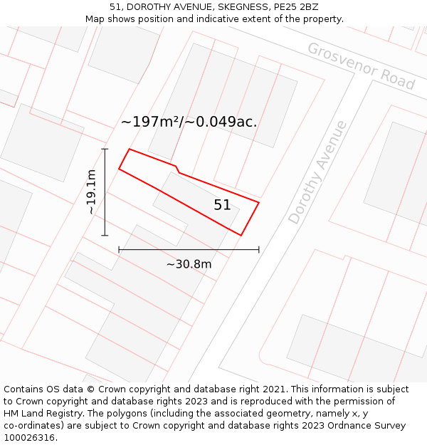 51, DOROTHY AVENUE, SKEGNESS, PE25 2BZ: Plot and title map