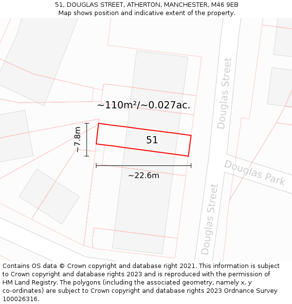 51, DOUGLAS STREET, ATHERTON, MANCHESTER, M46 9EB: Plot and title map